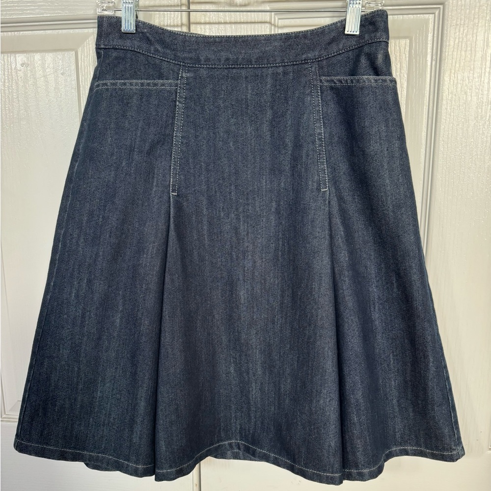 Ann Taylor Denim Pleated A-Line Skirt
